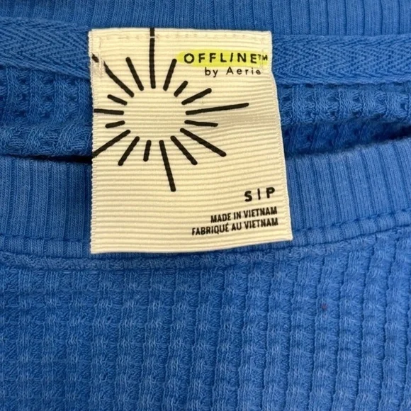 Aerie Offline “Just Another Saturday Night” Cropped Blue Thermal Tee NWT - Picture 7 of 11